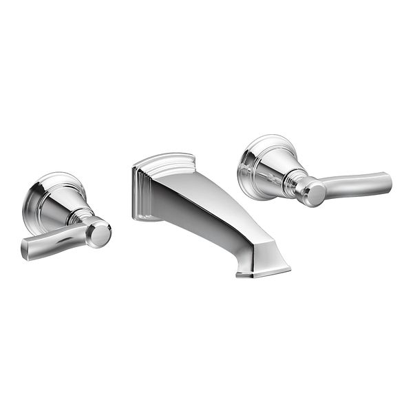 Rothbury Chrome Two Handle Wall Mount Bathroom Faucet Moen